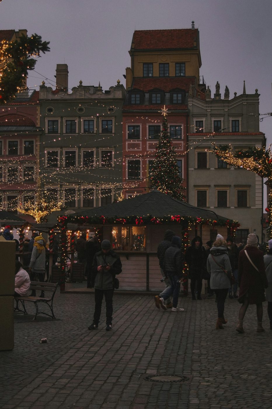 A Christmas market in Warsaw