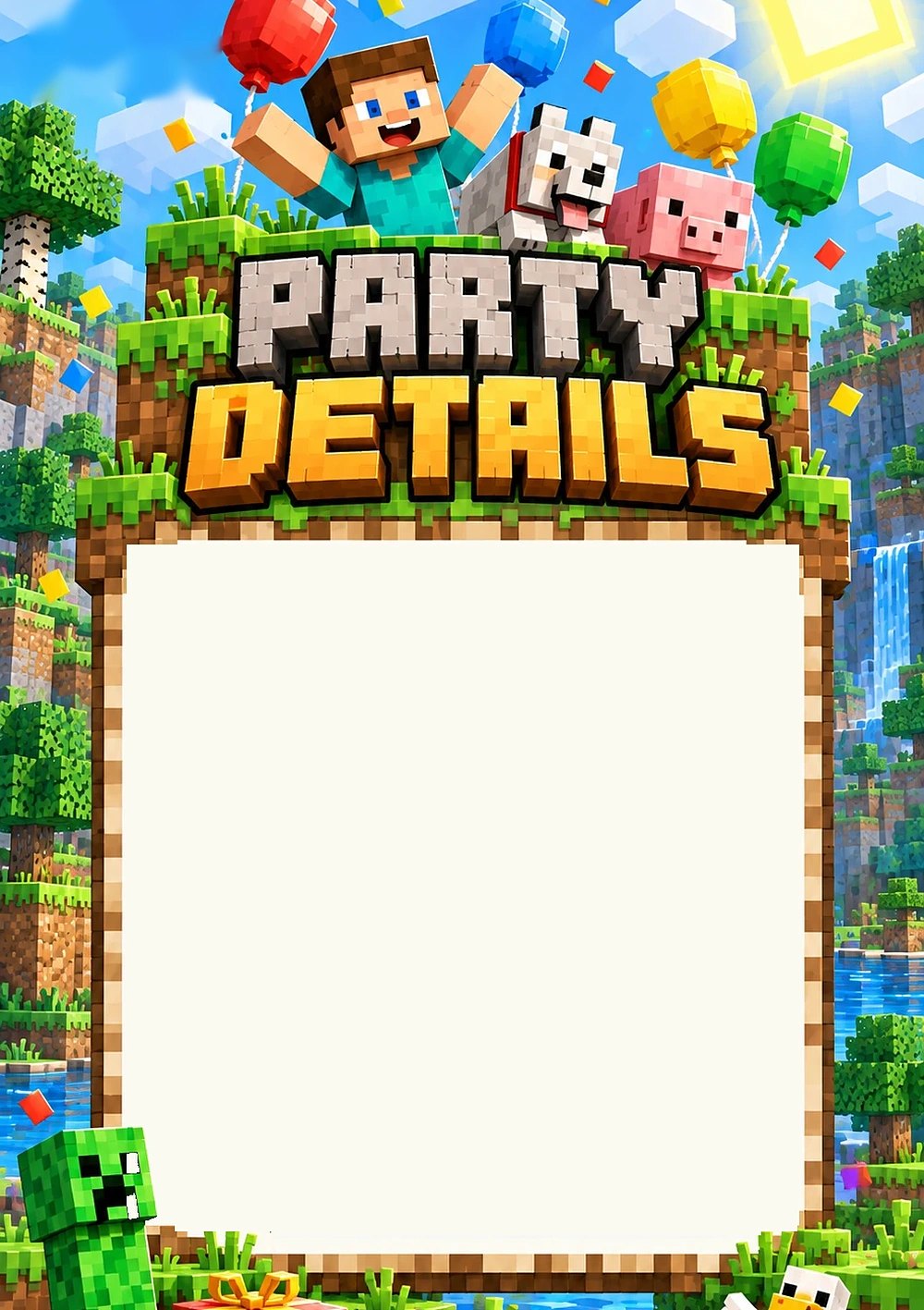 The details page of the Minecraft-style invitation