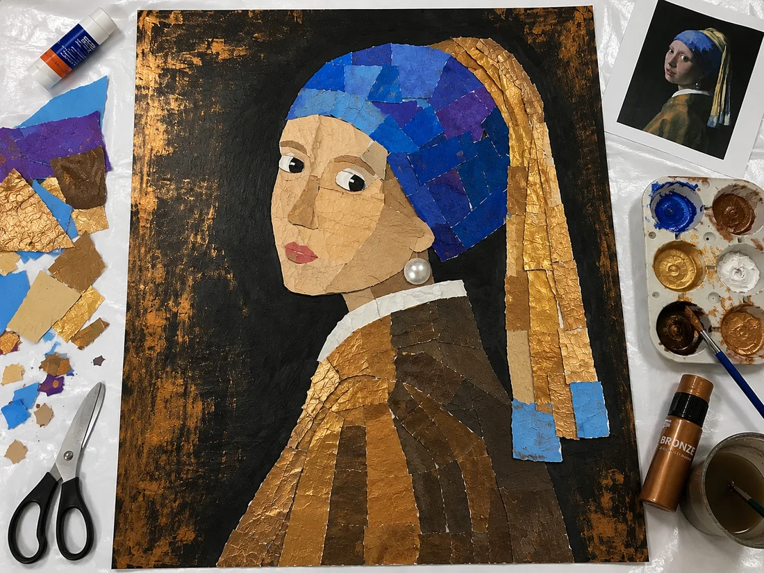 Girl with a Pearl Earring — a Collage After Vermeer 🎨