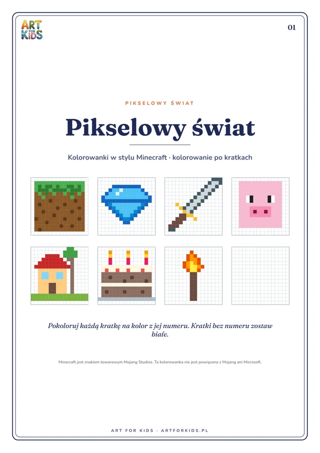 Pixel World: Minecraft-Style Coloring Pages